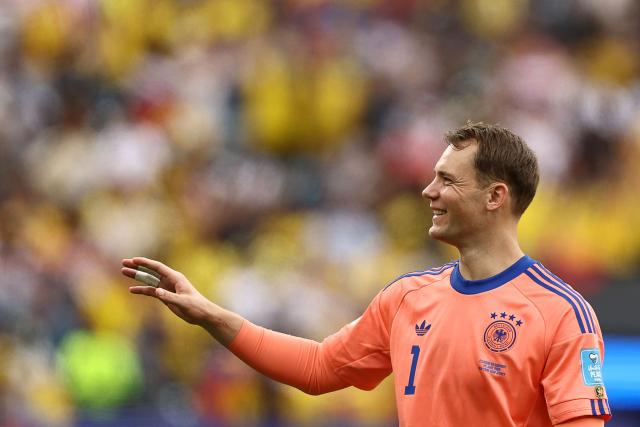 Germany's goalkeeper #01 Manuel Neuer smiles after losing the 2026 World Cup Group E football match between Ecuador and Germany at the New York/New Jersey Stadium in East Rutherford on June 25, 2026. (Photo by CHARLY TRIBALLEAU / AFP)