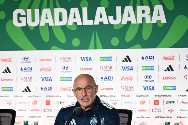 Spain's head coach Luis de la Fuente gives an MD-1 press conference at Guadalajara Stadium in Zapopan on June 25, 2026, on the eve of the 2026 World Cup Group H football match between Uruguay and Spain. (Photo by Alfredo ESTRELLA / AFP)