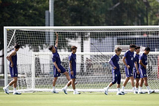 South Korea's players take part in a training session at Chivas Verde Valle in Guadalajara, Mexico on June 25, 2026, during the 2026 World Cup football tournament. (Photo by Ulises RUIZ / AFP)