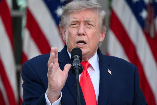 US President Donald Trump speaks during a Rose Garden Club dinner with American farmers at the White House in Washington, DC, on June 25, 2026. (Photo by Mandel NGAN / AFP)