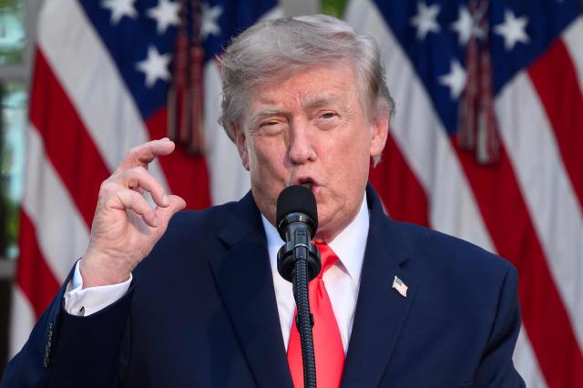 US President Donald Trump speaks during a Rose Garden Club dinner with American farmers at the White House in Washington, DC, on June 25, 2026. (Photo by Mandel NGAN / AFP)