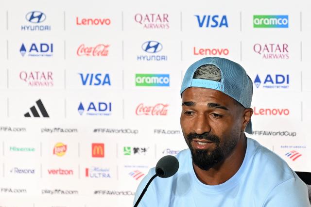Uruguay's forward #19 Rodrigo Aguirre gives an MD-1 press conference at Guadalajara Stadium in Zapopan on June 25, 2026, on the eve of the 2026 World Cup Group H football match between Uruguay and Spain. (Photo by Alfredo ESTRELLA / AFP)