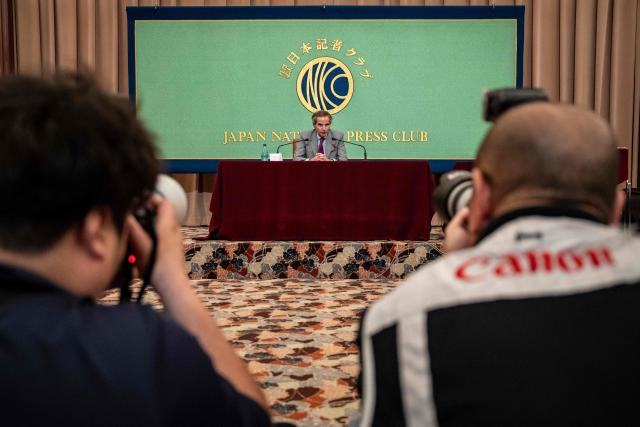 Rafael Mariano Grossi, Director General of the International Atomic Energy Agency (IAEA), speaks during a press conference at the Japan National Press Club in Tokyo on June 26, 2026. (Photo by Yuichi YAMAZAKI / AFP)