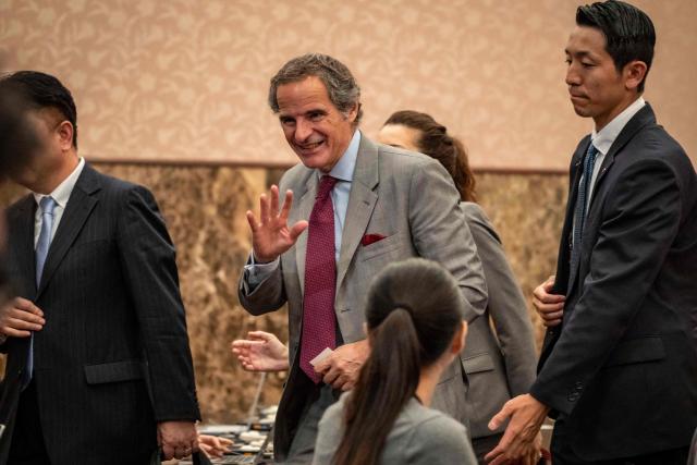 Rafael Mariano Grossi, Director General of the International Atomic Energy Agency (IAEA), leaves after a press conference at the Japan National Press Club in Tokyo on June 26, 2026. (Photo by Yuichi YAMAZAKI / AFP)