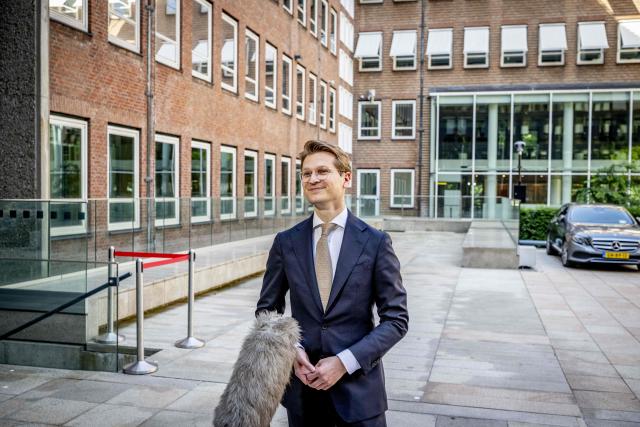 Netherlands' Minister of Agriculture, Fisheries, Food Security and Nature Jaimi van Essen arrives at the Ministry of General Affairs for the weekly cabinet meeting in The Hague on June 26, 2026. (Photo by Robin Utrecht / ANP / AFP) / Netherlands OUT