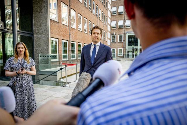 Netherlands' Minister of Infrastructure and Water Management Vincent Karremans arrives at the Ministry of General Affairs for the weekly cabinet meeting in The Hague on June 26, 2026. (Photo by Robin Utrecht / ANP / AFP) / Netherlands OUT