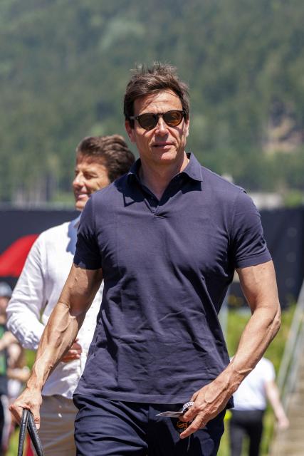 Mercedes' Austrian team principal and CEO Toto Wolff arrives for the first practice session at the Red Bull Ring race track in Spielberg, Austria on June 26, 2026, ahead of the Formula One Austrian Grand Prix. (Photo by ERWIN SCHERIAU / APA / AFP) / Austria OUT