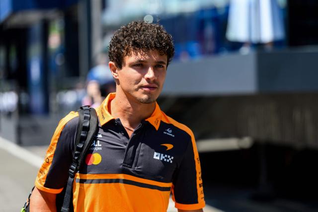 McLaren's British driver Lando Norris arrives for the first practice session at the Red Bull Ring race track in Spielberg, Austria on June 26, 2026, ahead of the Formula One Austrian Grand Prix. (Photo by MAX SLOVENCIK / APA / AFP) / Austria OUT