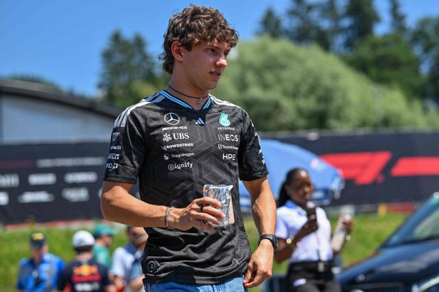 Mercedes' Italian driver Kimi Antonelli arrives to the paddock prior to the first practice session at the Red Bull Ring race track in Spielberg, Austria on June 26, 2026, ahead of the Formula One Austrian Grand Prix. (Photo by Andrej ISAKOVIC / AFP)