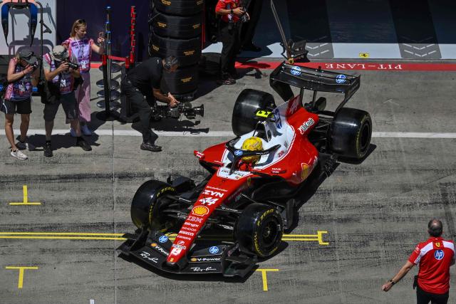 Ferrari's British driver Lewis Hamilton drives during the first practice session at the Red Bull Ring race track in Spielberg, Austria on June 26, 2026, ahead of the Formula One Austrian Grand Prix. (Photo by Andrej ISAKOVIC / AFP)