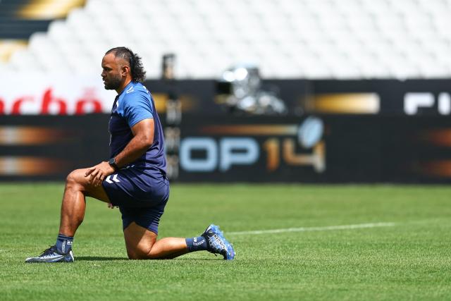 Montpellier’s English  flanker Billy Vunipola attends a training session on the eve of the Top 14 rugby union final match between Stade Toulousain (Toulouse) and Montpellier Herault Rugby at the Stade de France stadium in Paris on June 26, 2026. (Photo by Anne-Christine POUJOULAT / AFP)