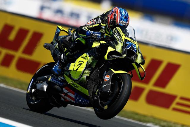 Trackhouse Racing MotoGP Team's Japanese rider Ai Ogura accelerates during a practice session ahead of the 95th edition of the Dutch Motorcycle Grand Prix at the TT Circuit Assen, in Assen, on June 26, 2026. Ai Ogura (JPN) on his Aprilia during Moto GP practice ahead of the 95th edition of the Assen TT, The Netherlands, June 26, 2026. VINCENT JANNINK / ANP netherlands out - belgium out (Photo by Vincent Jannink / ANP / AFP) / Netherlands OUT
