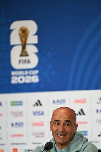Portugal's Spanish head coach Roberto Martinez gives an MD-1 press conference at the Miami Stadium in Miami Gardens on June 26, 2026, on the eve of the 2026 World Cup Group K football match between Colombia and Portugal.  (Photo by CHANDAN KHANNA / AFP)