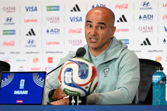 Portugal's Spanish head coach Roberto Martinez gives an MD-1 press conference at the Miami Stadium in Miami Gardens on June 26, 2026, on the eve of the 2026 World Cup Group K football match between Colombia and Portugal.  (Photo by CHANDAN KHANNA / AFP)