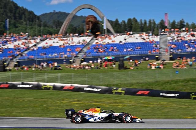 Racing Bulls' British driver Arvid Lindblad drives during the second practice session at the Red Bull Ring race track in Spielberg, Austria on June 26, 2026, ahead of the Formula One Austrian Grand Prix. (Photo by Andrej ISAKOVIC / AFP)