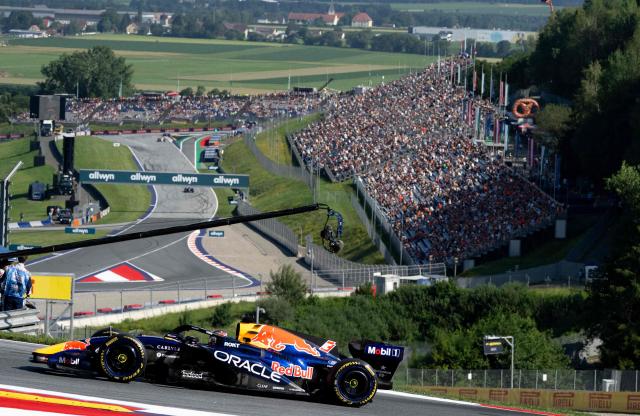 Red Bull Racing's Dutch driver Max Verstappen drives during the second practice session at the Red Bull Ring race track in Spielberg, Austria on June 26, 2026, ahead of the Formula One Austrian Grand Prix. (Photo by Joe KLAMAR / AFP)