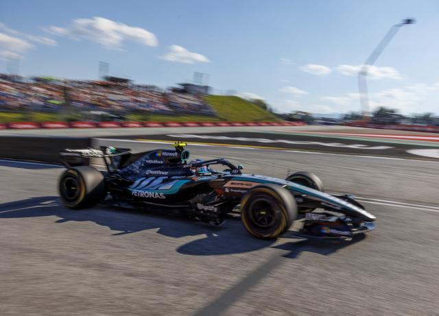 Mercedes' Italian driver Kimi Antonelli drives during the second practice session at the Red Bull Ring race track in Spielberg, Austria on June 26, 2026, ahead of the Formula One Austrian Grand Prix. (Photo by ERWIN SCHERIAU / APA / AFP) / Austria OUT