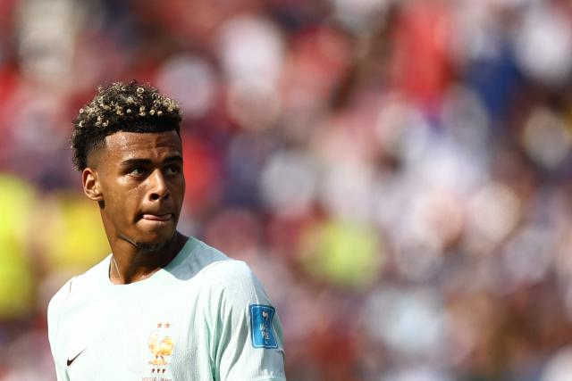 France's forward #20 Desire Doue gestures during the 2026 World Cup Group I football match between Norway and France at the Boston Stadium in Foxborough on June 26, 2026.  (Photo by CHARLY TRIBALLEAU / AFP)
