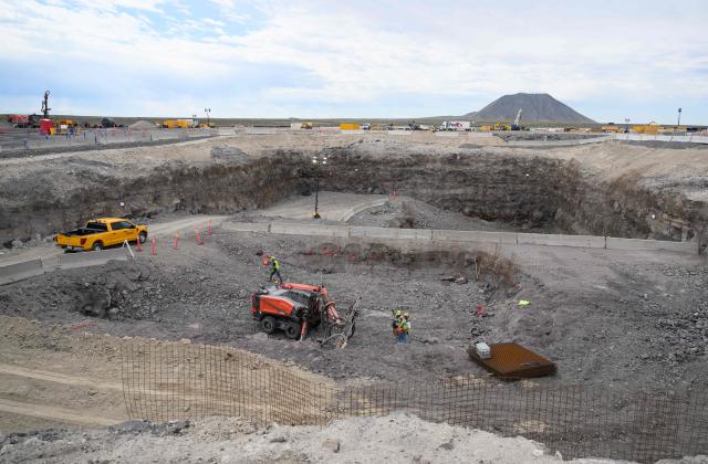 Oklos Aurora INL small modular reactor site is seen under construction during a tour with US Secretary of Energy Chris Wright at the Idaho National Laboratory in an area west of Idaho Falls, Idaho, on June 25, 2026. Several next-generation small nuclear reactors, widely seen as the future of the sector, are now operational or close to becoming so in the United States -- a major milestone made possible by an influx of private capital and support from the American government. The milestone was put on display in the middle of the Idaho dessert where a cluster of drab hangars might otherwise go unnoticed. (Photo by Josh Edelson / AFP)