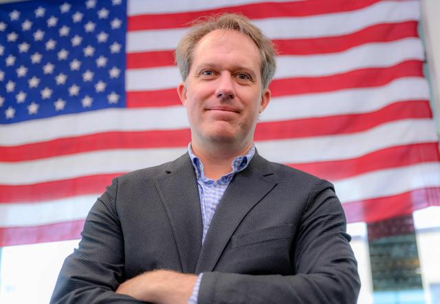 CEO & Founder of Oklo Inc. Jacob DeWitte stands for a photo at the Idaho National Laboratory in an area west of Idaho Falls, Idaho, on June 25, 2026. Several next-generation small nuclear reactors, widely seen as the future of the sector, are now operational or close to becoming so in the United States -- a major milestone made possible by an influx of private capital and support from the American government. The milestone was put on display in the middle of the Idaho dessert where a cluster of drab hangars might otherwise go unnoticed. (Photo by Josh Edelson / AFP)