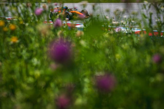 McLaren's British driver Lando Norris drives during the third practice session at the Red Bull Ring race track in Spielberg, Austria on June 27, 2026, ahead of the Formula One Austrian Grand Prix. (Photo by Andrej ISAKOVIC / AFP)