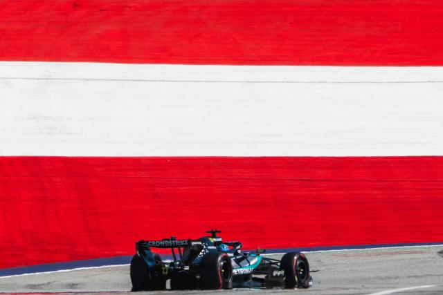 Mercedes' British driver George Russell competes during the qualifying session at the Red Bull Ring race track in Spielberg, Austria on June 27, 2026, ahead of the Formula One Austrian Grand Prix. (Photo by Andrej ISAKOVIC / AFP)
