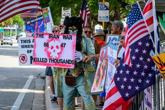 People participate in the "All of US" demonstration in Wilton Manors, Florida, on June 27, 2026. Activists are conducting a nationwide response to the planned events by the administration of US President Donald Trump to mark the 250th anniversary of the United States' Declaration of Independence. (Photo by GIORGIO VIERA / AFP)