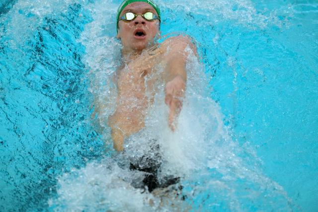 France’s Leon Marchand competes in the 400m medley final during the French national swimming championships in Saint-Etienne, central France on June 27, 2026. (Photo by OLIVIER CHASSIGNOLE / AFP)