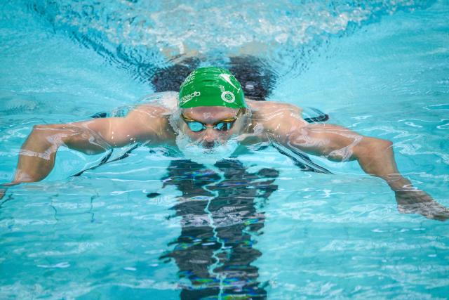 France’s Leon Marchand competes in the 400m medley final during the French national swimming championships in Saint-Etienne, central France on June 27, 2026. (Photo by OLIVIER CHASSIGNOLE / AFP)