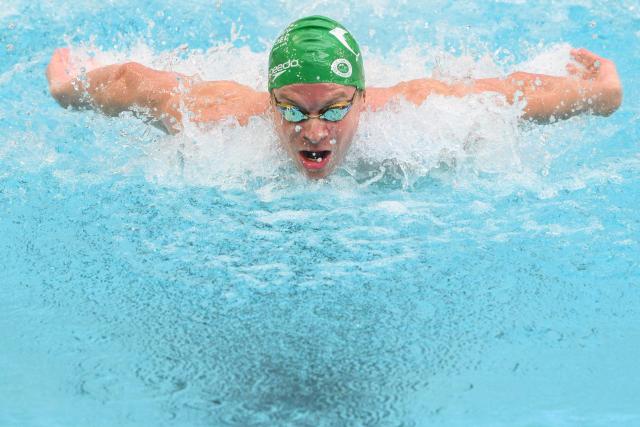 France’s Leon Marchand competes in the 400m medley final during the French national swimming championships in Saint-Etienne, central France on June 27, 2026. (Photo by OLIVIER CHASSIGNOLE / AFP)