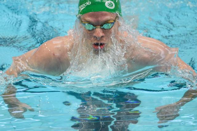 France’s Leon Marchand competes in the 400m medley final during the French national swimming championships in Saint-Etienne, central France on June 27, 2026. (Photo by OLIVIER CHASSIGNOLE / AFP)