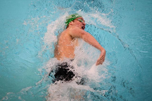 France’s Leon Marchand competes in the 400m medley final during the French national swimming championships in Saint-Etienne, central France on June 27, 2026. (Photo by OLIVIER CHASSIGNOLE / AFP)