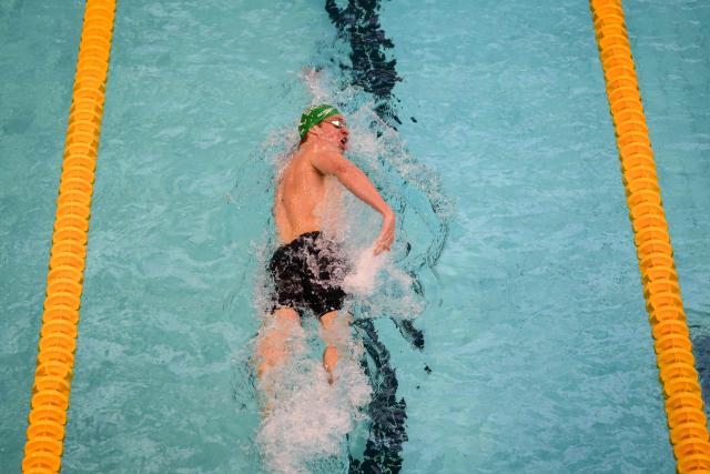 France’s Leon Marchand competes in the 400m medley final during the French national swimming championships in Saint-Etienne, central France on June 27, 2026. (Photo by OLIVIER CHASSIGNOLE / AFP)