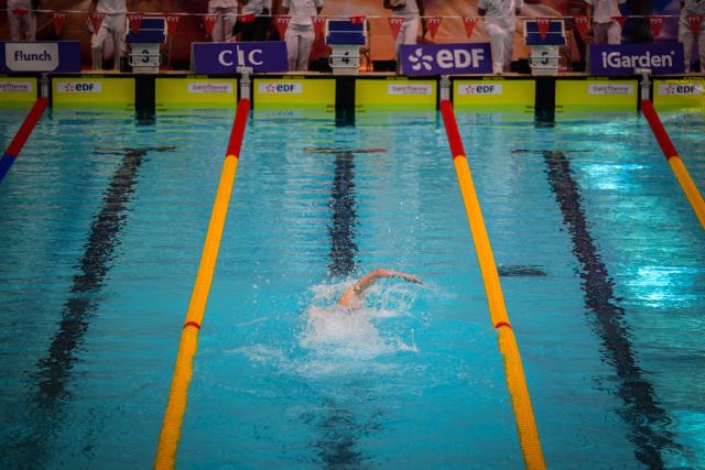 France’s Leon Marchand competes in the 400m medley final during the French national swimming championships in Saint-Etienne, central France on June 27, 2026. (Photo by OLIVIER CHASSIGNOLE / AFP)