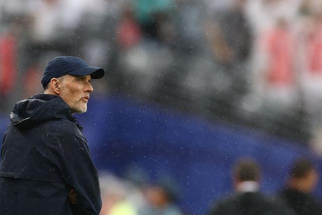 England's German head coach Thomas Tuchel watches his players from the touchline during the 2026 World Cup Group L football match between Panama and England at the New York/New Jersey Stadium in East Rutherford on June 27, 2026.  (Photo by CHARLY TRIBALLEAU / AFP)