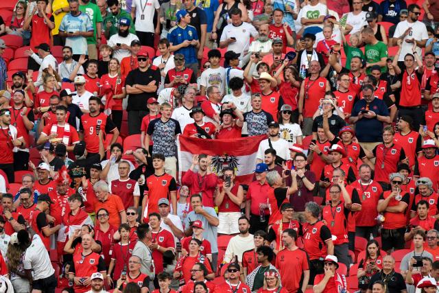 Fans are seen in the stands ahead of the 2026 World Cup Group J football match between Algeria and Austria at the Kansas City Stadium in Kansas City on June 27, 2026.  (Photo by JUAN MABROMATA / AFP)