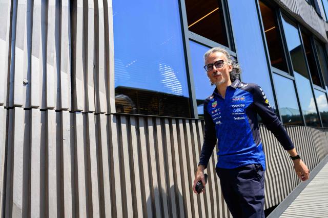 Red Bull Racing's British team principal Laurent Mekies arrives to the Formula One Austrian Grand Prix at the Red Bull Ring race track in Spielberg, Austria on June 28, 2026. (Photo by MAX SLOVENCIK / APA / AFP) / Austria OUT