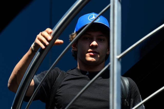 Mercedes' Italian driver Kimi Antonelli arrives to the Formula One Austrian Grand Prix at the Red Bull Ring race track in Spielberg, Austria on June 28, 2026. (Photo by MAX SLOVENCIK / APA / AFP) / Austria OUT