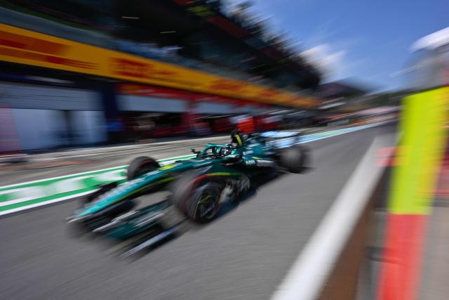 Mercedes' British driver George Russell leaves the pit lane during the Formula One Austrian Grand Prix at the Red Bull Ring race track in Spielberg, Austria on June 28, 2026. (Photo by Darko BANDIC / POOL / AFP)