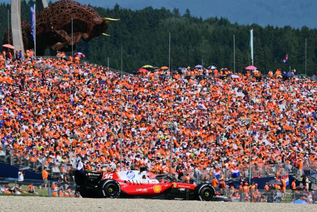 Ferrari's Monegasque driver Charles Leclerc competes during the Formula One Austrian Grand Prix at the Red Bull Ring race track in Spielberg, Austria on June 28, 2026. (Photo by Andrej ISAKOVIC / AFP)