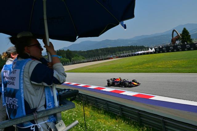 Red Bull Racing's Dutch driver Max Verstappen competes during the Formula One Austrian Grand Prix at the Red Bull Ring race track in Spielberg, Austria on June 28, 2026. (Photo by Andrej ISAKOVIC / AFP)