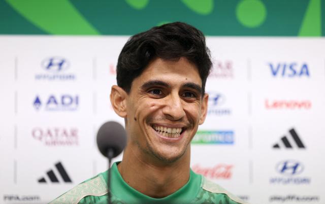Morocco's goalkeeper #01 Yassine Bounou smiles during a press conference on the eve of the 2026 World Cup Round of 32 football match between Morocco and the Netherlands at Monterrey stadium in Monterrey, Mexico on June 28, 2026.  (Photo by Julio Cesar AGUILAR / AFP)