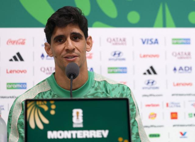 Morocco's goalkeeper #01 Yassine Bounou speaks during a press conference on the eve of the 2026 World Cup Round of 32 football match between Morocco and the Netherlands at Monterrey stadium in Monterrey, Mexico on June 28, 2026.  (Photo by Julio Cesar AGUILAR / AFP)