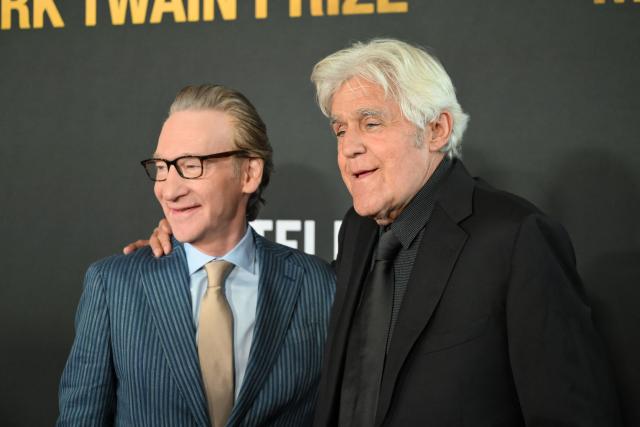US comedian Jay Leno (R) and US comedian Bill Maher arrive for the 27th Mark Twain Prize for American Humor Gala at the Kennedy Center in Washington, DC, on June 28, 2026. (Photo by Alex WROBLEWSKI / AFP)