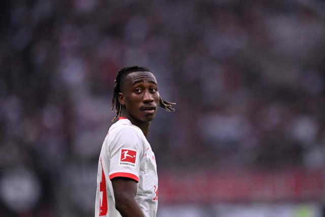 (FILES) Leipzig's Ivorian forward #49 Yan Diomande reacts during the German first division Bundesliga football match between Eintracht Frankfurt and RB Leipzig in Frankfurt am Main, western Germany, on April 18, 2026. PSG are negotiating with RB Leipzig over a transfer for Ivorian striker Yan Diomande, who has informed the club that he wants to join Paris next season, AFP learned on June 28, 2026 from a source close to the matter. (Photo by Kirill KUDRYAVTSEV / AFP) / DFL REGULATIONS PROHIBIT ANY USE OF PHOTOGRAPHS AS IMAGE SEQUENCES AND/OR QUASI-VIDEO