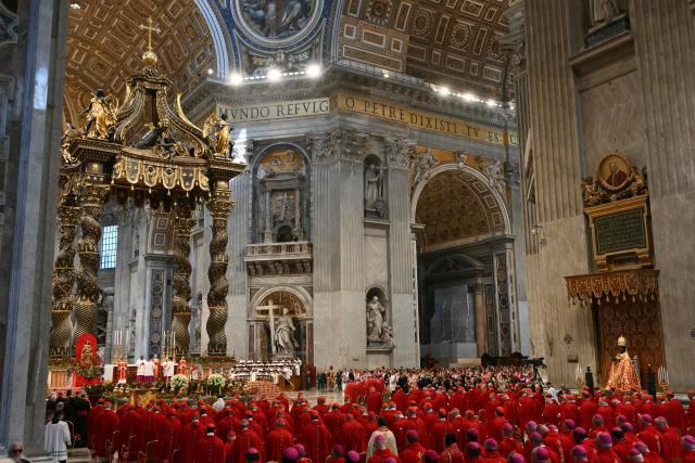 Pope Leo XIV leads a mass on the Solemnity of Saints Peter and Paul, Rome's patron saints, at St Peter's basilica in The Vatican, on June 29, 2026. (Photo by Alberto PIZZOLI / AFP)