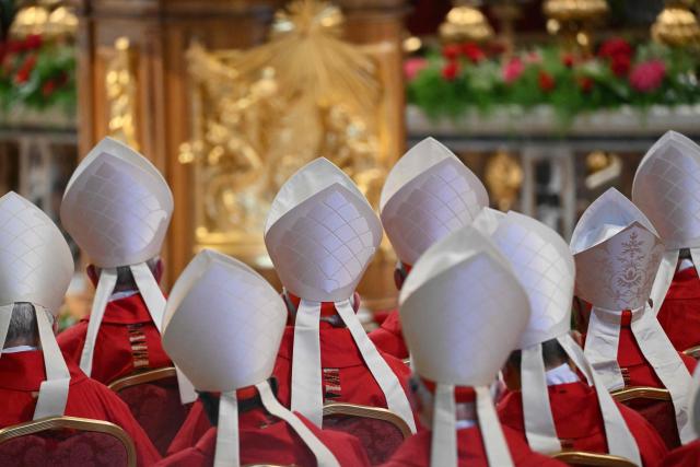 Cardinals attend a mass on the Solemnity of Saints Peter and Paul, Rome's patron saints, at St Peter's basilica in The Vatican, on June 29, 2026. (Photo by Alberto PIZZOLI / AFP)