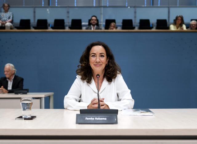 Amsterdam's Mayor Femke Halsema attends a public hearing of the parliamentary inquiry committee into the government's coronavirus policy in The Hague on June 29, 2026. Halsema was Mayor of Amsterdam and chair of the Amsterdam-Amstelland Security Region during the coronavirus pandemic. (Photo by Remko de Waal / ANP / AFP) / Netherlands OUT