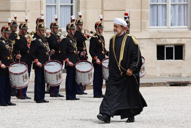 Oman's Sultan Haitham bin Tarik arrives for a meeting at The Elysee Presidential Palace in Paris on June 29, 2026. (Photo by MEHDI FEDOUACH / AFP)