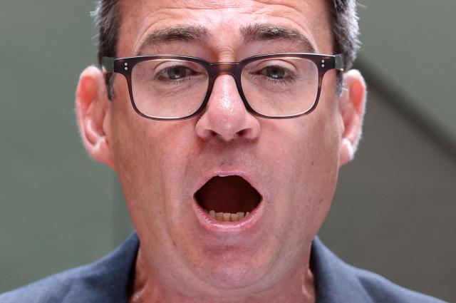 Labour MP and challenger for Leader of the Labour party, Andy Burnham, reacts as he delivers a speech in Manchester, northern England, on June 29, 2026. Burnham, the frontrunner to become Britain's next prime minister, set out his economic agenda on Monday, in his first major policy announcement since Keir Starmer resigned as premier last week. (Photo by Toby Shepheard / AFP)